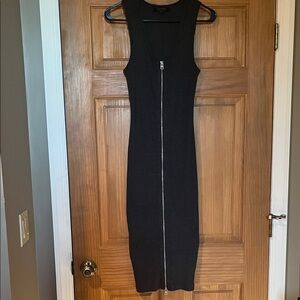 All Saints Charcoal Grey Midi Dress with Zipper